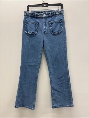 NWT Maje High-Rise Braided Trim Blue Denim Jeans